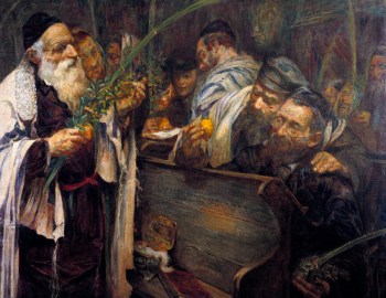 Sukkot In The Synagogue. Leopold Pilichowski (1869-1933). Oil On Canvas.