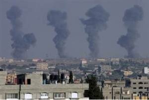 Smoke rises from Gaza airport